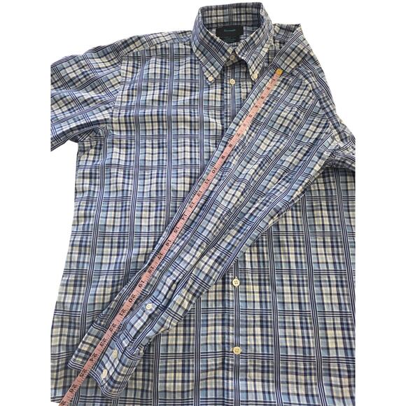 Façonnable Trend Plaid Shirt Men's L 100% Cotton Blue Check Button Down Casual - Picture 6 of 7